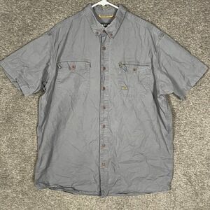 ARIAT Rebar Gray Plaid‎ Short Sleeve Button Up Work Shirt Mens XL Tall